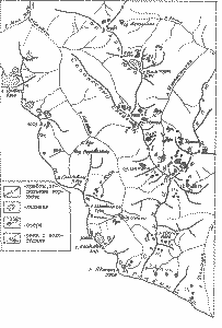 Схема ледников и озер в бассейнах рек Цахвоа и Закан