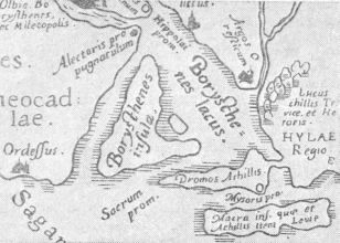 Рис. 7. Остров Боргсфен на карте А. Ортелип 1590 г.